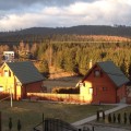 Widok z góry na domki w Istebnej