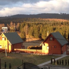 Widok z góry na domki w Istebnej